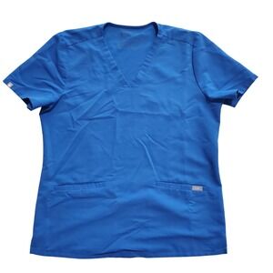 FIGS Technical Collection Womens V-Neck Scrub Top Royal Blue Size Medium